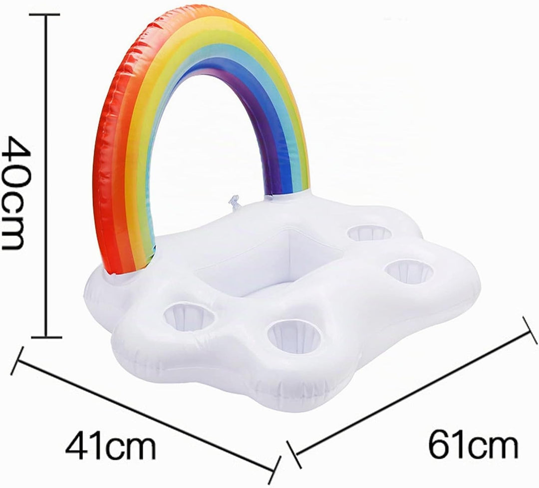 Aufblasbarer Getränkehalter, 1 Regenbogen Getränkehalter und 3 Flamingo aufblasbare Getränkehalter,