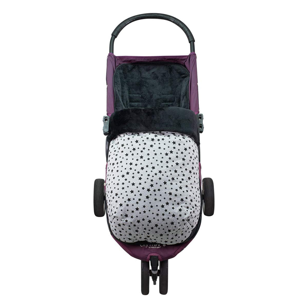JYOKO Kids Fusssack für Kinderwagen kompatibel mit Baby Jogger City Mini (Fleece, Black Star), FLEEC