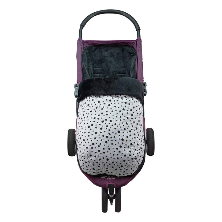 JYOKO Kids Fusssack für Kinderwagen kompatibel mit Baby Jogger City Mini (Fleece, Black Star), FLEEC