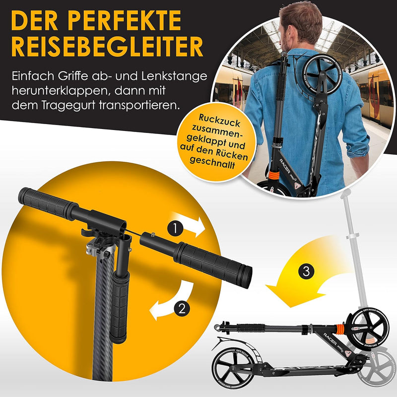 KESSER® Cityroller Scooter 205mm Räder PU Big Wheel - Pro-S Tretroller mit Doppel Federung, City-Rol