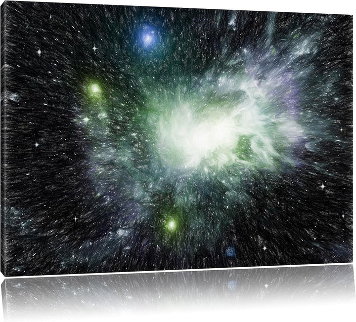 Pixxprint Ferne Galaxie Kunst Buntstift Effekt, Format: 100x70 auf Leinwand, 100x70