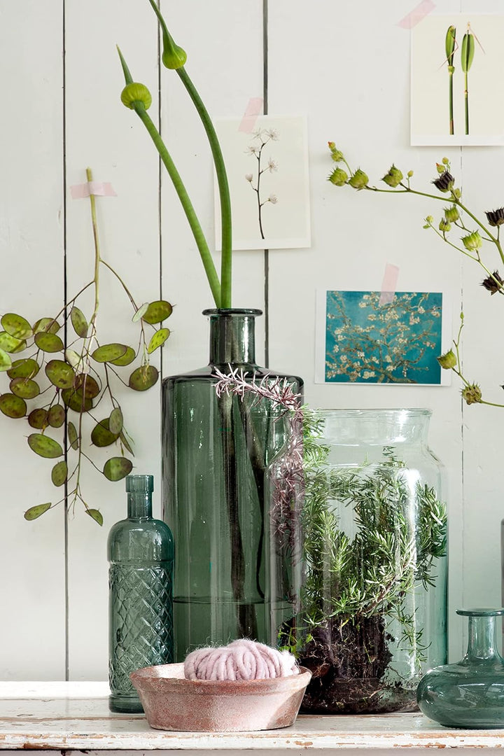 Mica decorations Guan Flasche/Vase, Glas, grau, H. 40 cm D. 15 cm H. 40 cm D. 15 cm Grau, H. 40 cm D