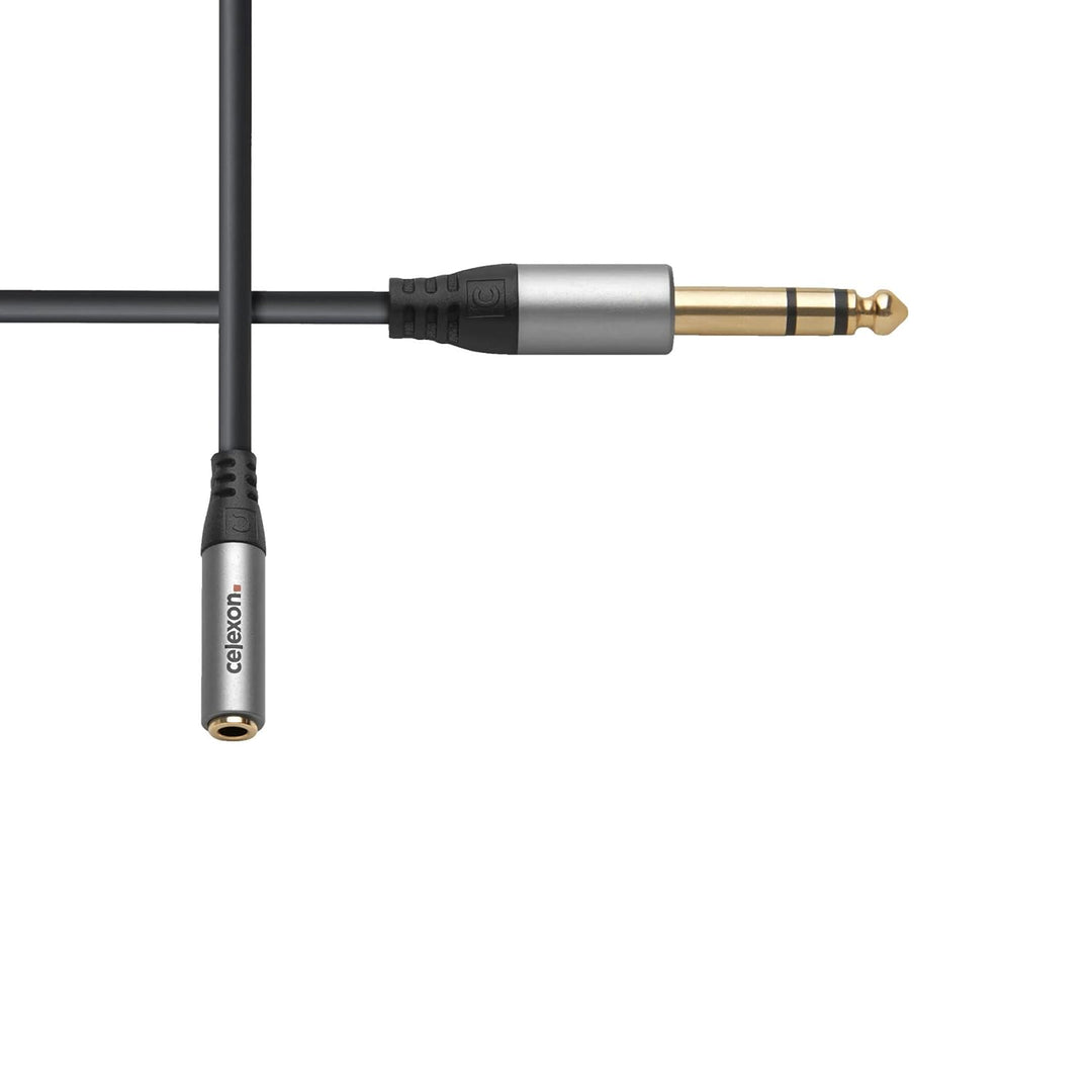 celexon Professional 6,3mm Stereo Klinke auf 3,5mm Stereo Klinke M/F Audioadapter - Kupferleiter, 3-