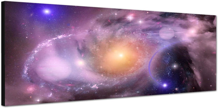 Paul Sinus Art Panoramabild auf Leinwand und Keilrahmen 120x40cm Weltall Sterne Galaxie Planeten