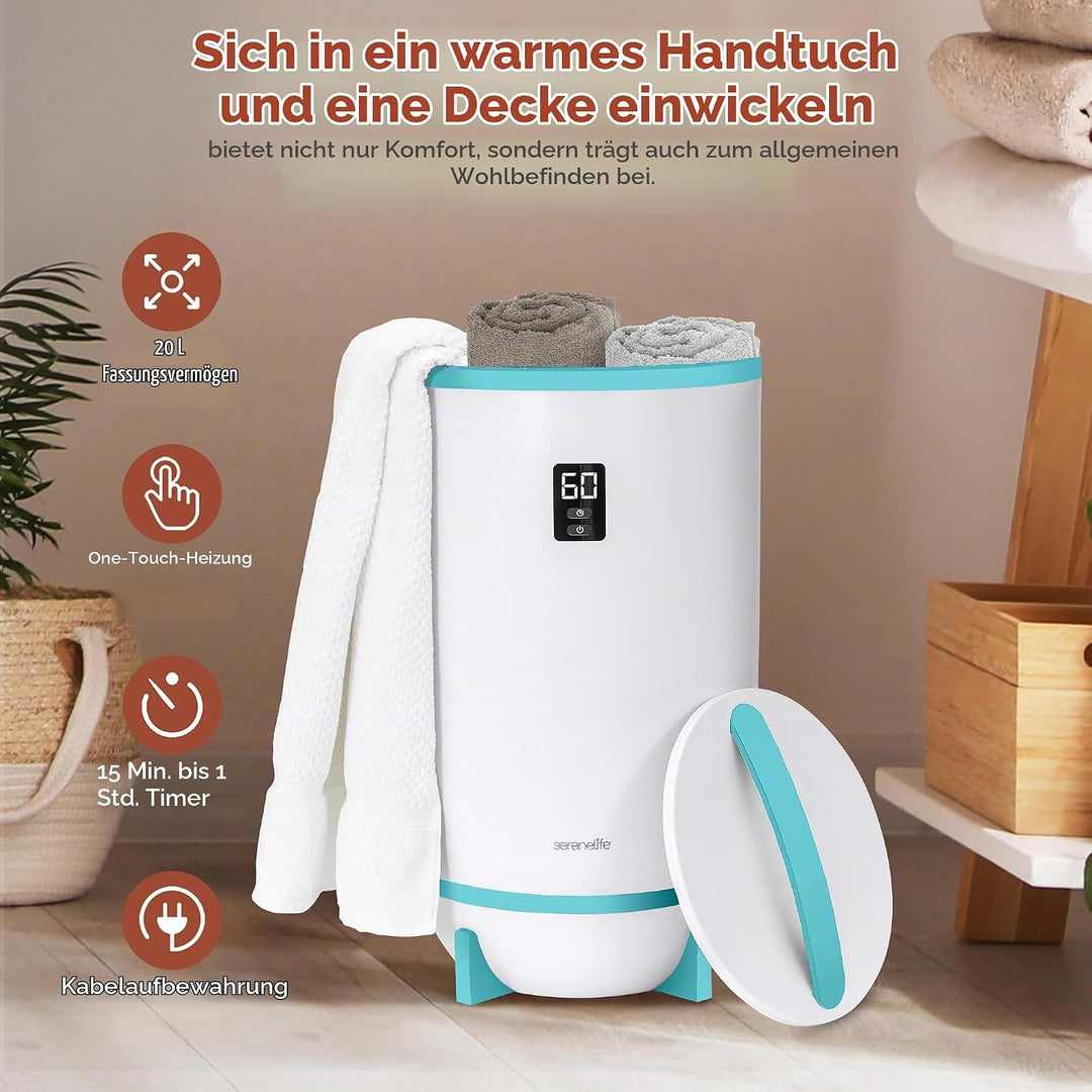 SereneLife Handtuchhalter Stehend Blau – Elektrischer Handtuchwärmer für 2 Handtücher Energiesparend