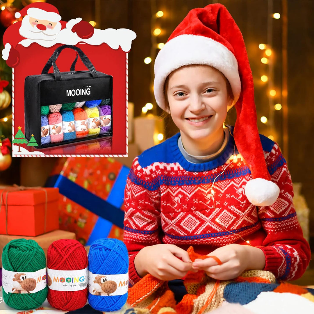 MZJAUVF Acrylwolle Set, 24 Farben Wolle Set, Baumwolle Wolles mit 2 Häkelnadeln, 40g Baumwollgarn, W