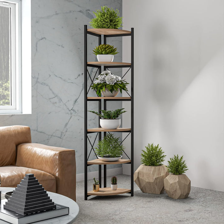 [en.casa] Pflanzregal Ulfborg Eckregal Blumenständer Winkelregal Pflanzentreppe mit 6 Ablagen 160x30