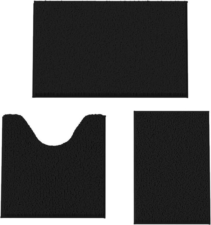 Badvorleger Set 3-Teilig-Weiches Badematten Set mit Rutschfester, Chenille Saugfähige Badteppiche Se