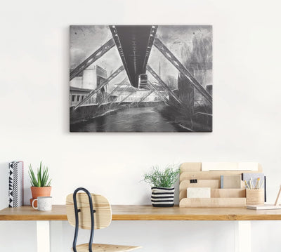 ARTland Leinwandbilder Wandbild Bild auf Leinwand 60 x 45 cm Wanddeko Architektur Wuppertal Skyline