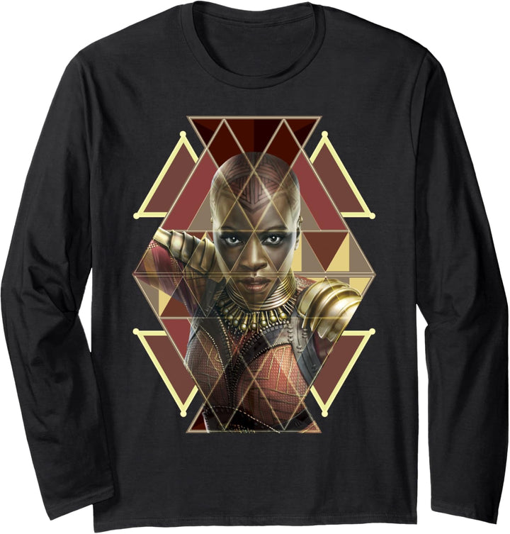 Marvel Black Panther Okoye Geometric Portrait Langarmshirt