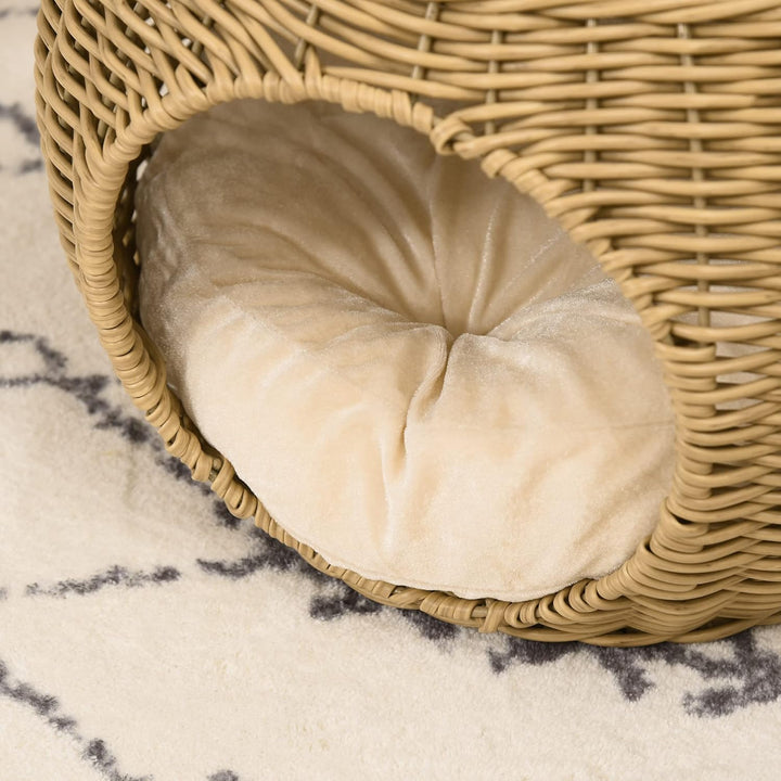 PawHut Katzenhöhle Katzenbett Katzenbett Katzenhöhle Katzenhaus aus Polyrattan Imitation Weiches Kis