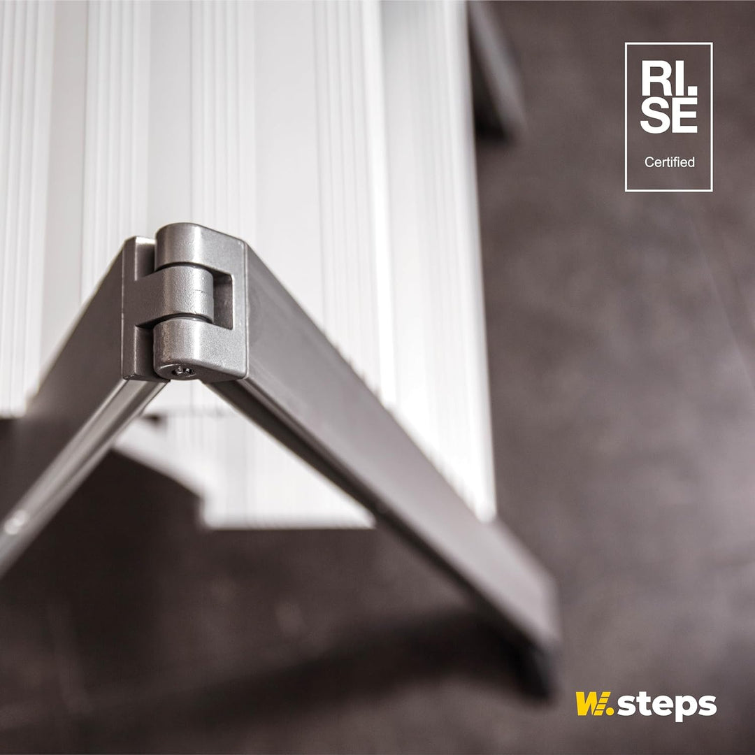 WIBE LADDERS Vikingstep Maxi Trittleiter Aluminium, 728143, Extrem Kompakte Aluminium Klapptrittleit