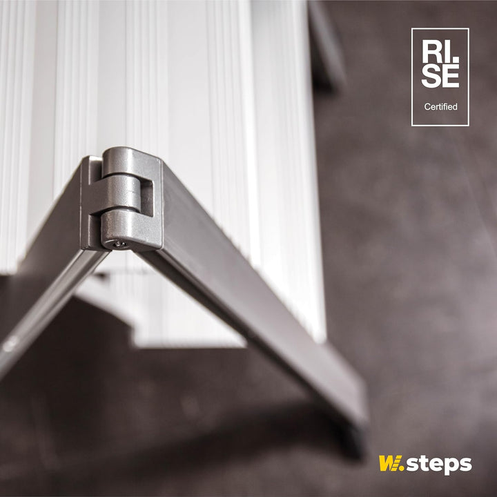 WIBE LADDERS Vikingstep Maxi Trittleiter Aluminium, 728143, Extrem Kompakte Aluminium Klapptrittleit
