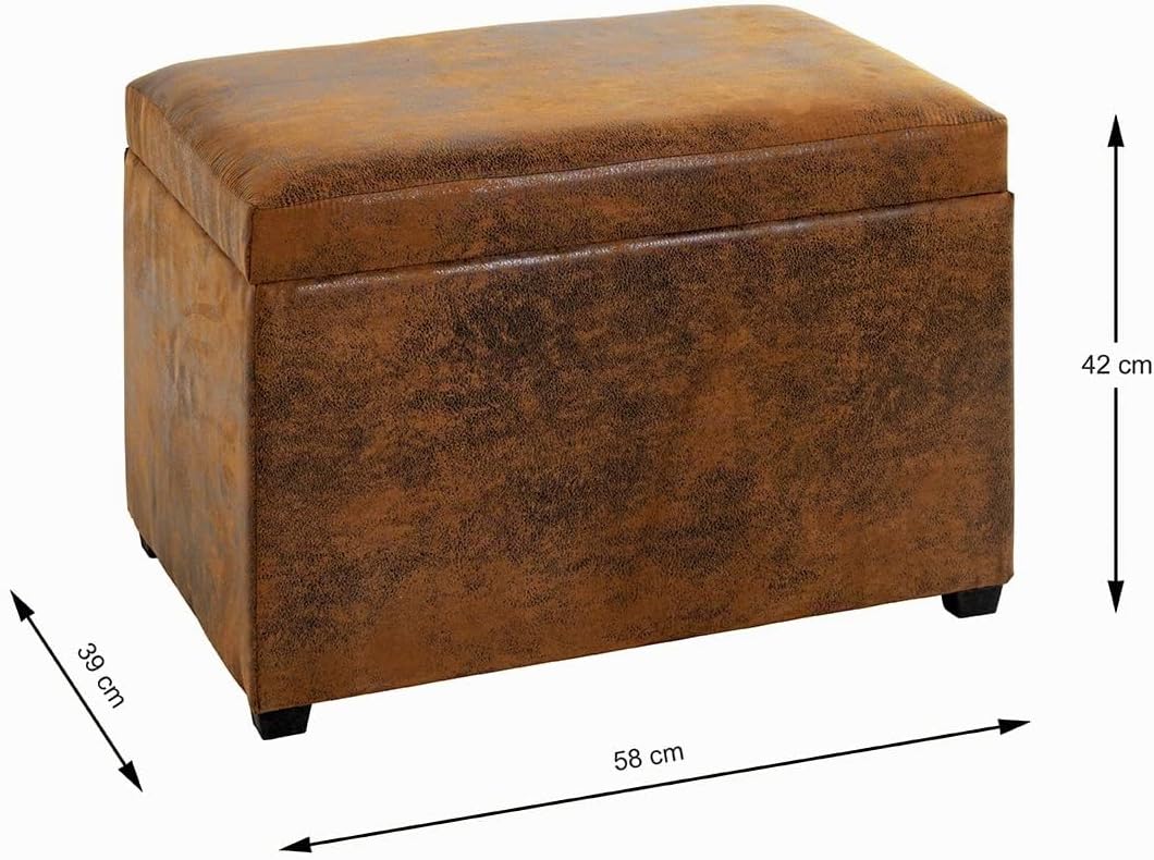 HAKU Möbel Sitztruhe, MDF, Vintage-braun, T 39 x B 58 x H 42 cm, Vintage-braun