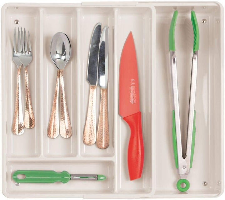 mDesign ausziehbarer Besteckkasten für Schublade und Küchenschrank – Küchen Organizer mit sechs Fäch