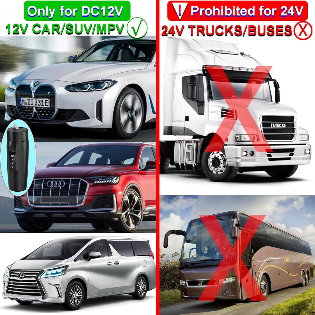 Tragbare KFZ Heizung Wasserkessel, 350 ml Reise Wasserkocher, 304 Edelstahl Liner Auto beheizten Bec