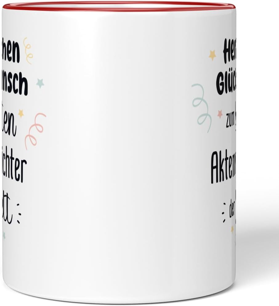 JUNIWORDS Tasse, Herzlichen Glückwunsch zum besten Aktenvernichter der Welt, Rot (7623843), Rot