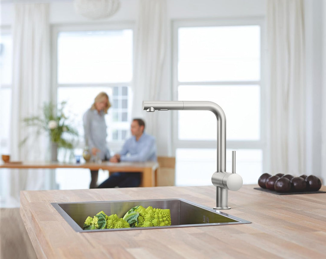 GROHE Minta - Einhand-Spültischarmatur (‎L-Auslauf, Einlochmontage, herausziehbare Dual Spülbrause,