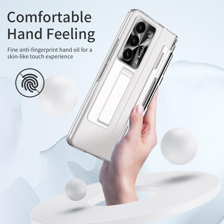 NINKI Kompatibel Samsung Galaxy Z Fold 3 Hülle mit S Pen Scharnierschutz,Luxus Beschichtung Transpar