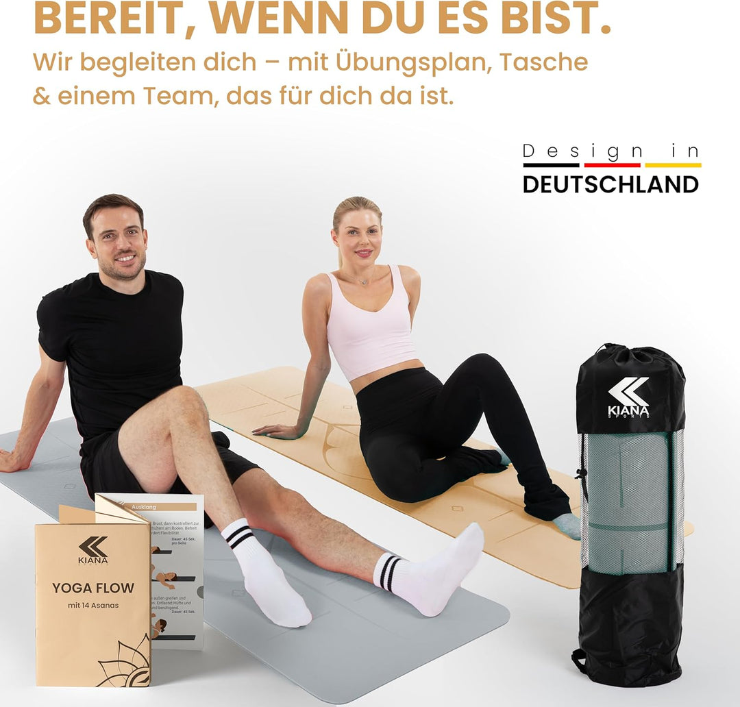 Yoga Matte – Rutschfeste Sportmatte in Deutschland entwickelt – 2 Komfort-Dicken – Formstabile Yogam