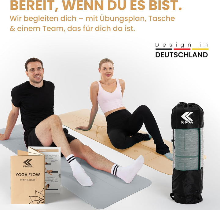 Yoga Matte – Rutschfeste Sportmatte in Deutschland entwickelt – 2 Komfort-Dicken – Formstabile Yogam