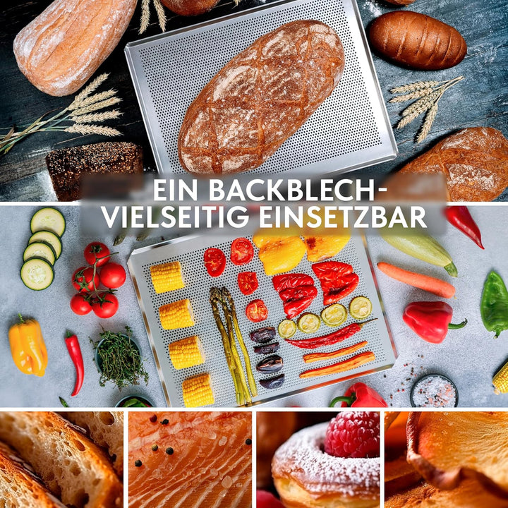 LEHRMANN Lochblech 40 x 30 cm Backblech passt für fast JEDEN BACKOFEN Kuchenblech Baguetteblech Pizz