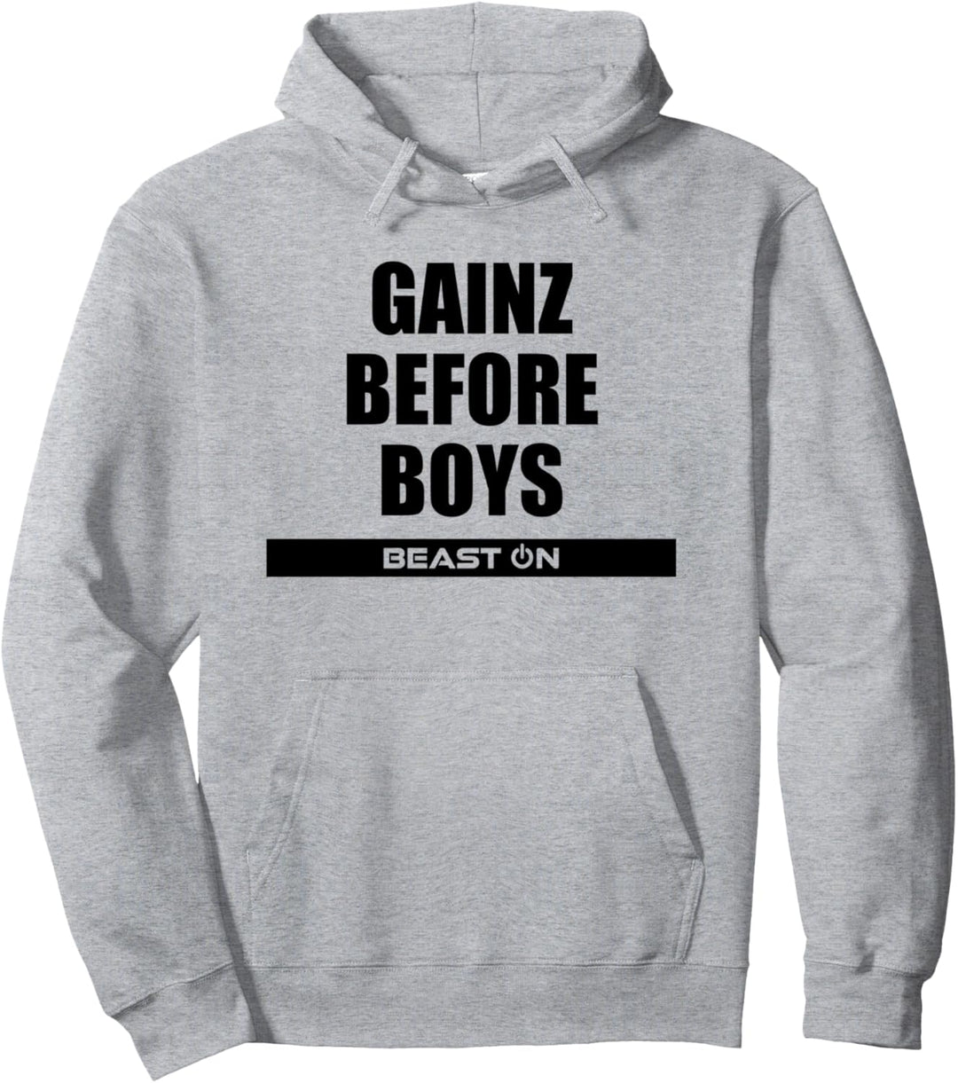Gains Gainz before Boys Fitness Gym Motivation Sprüche Pullover Hoodie