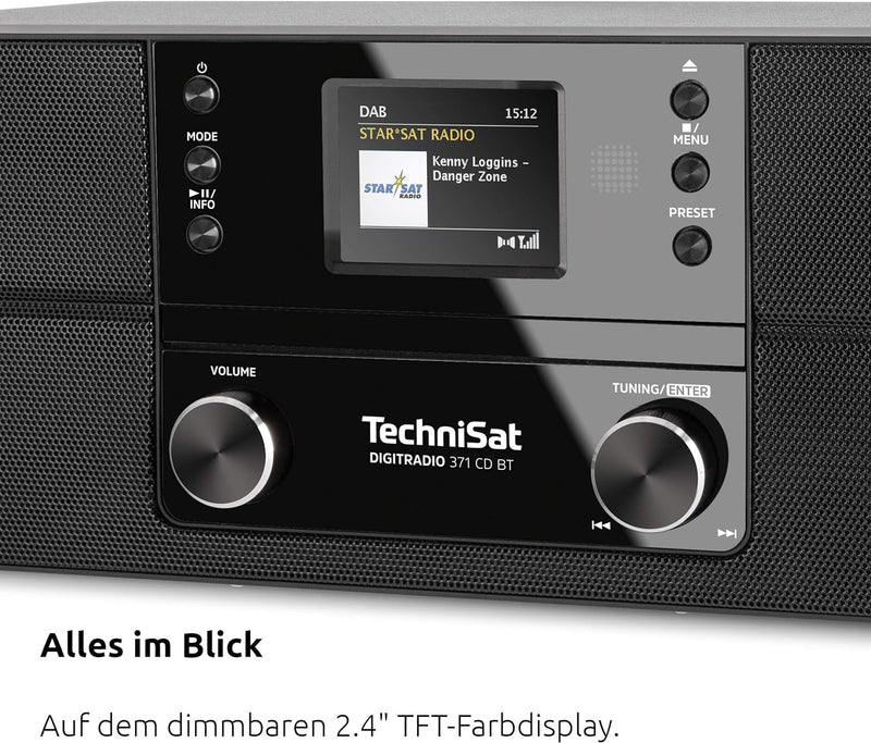 TechniSat DIGITRADIO 371 CD BT - Stereo Digitalradio (DAB+, UKW, CD-Player, Bluetooth, Farbdisplay,