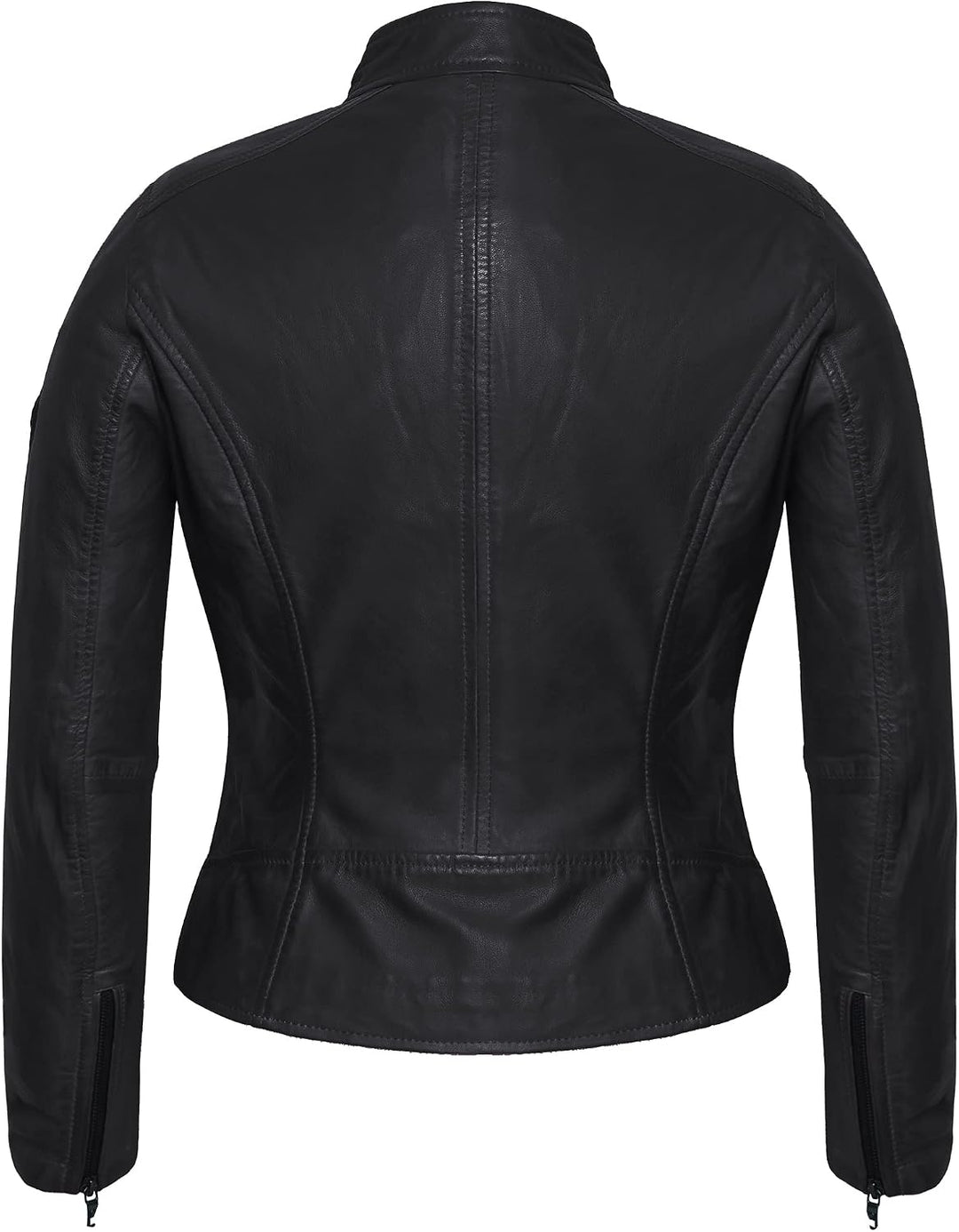 Damen Lederjacke KLARA Bikerjacke mit Stehkragen - Modernen Echtleder Jacke aus Lammnappa Leder Schw