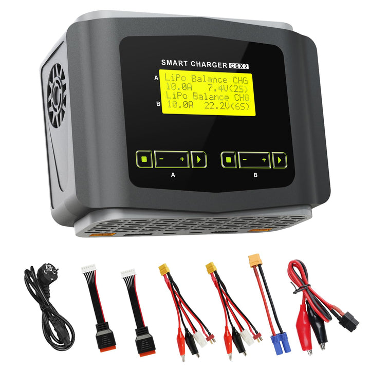 Haisito RC Lithium-Batterieladegerät AC 150W/DC 240W, Duo, LiPo-Ladegerät für LiPo/Life/LiHV/Lilon(1