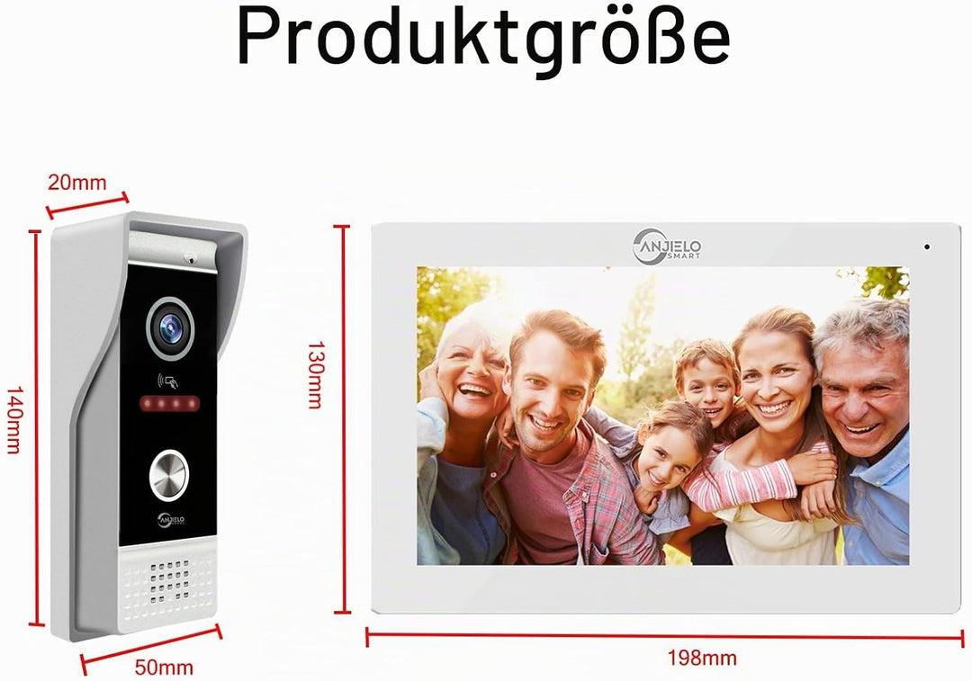 ANJIELO SMART (4-Draht) 1080P visuelle Türsprechanlage Kamera mit 7-Zoll-Touchscreen visuelle Türspr