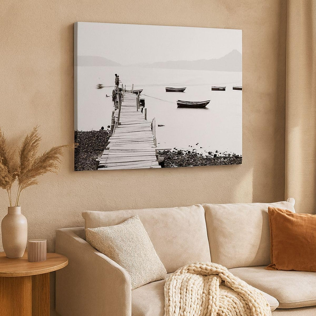 Bilder auf Leinwand Fussgängerbrücke See hongkong Leinwandbild 70x50cm Wandbilder Dekoration Wohnzim