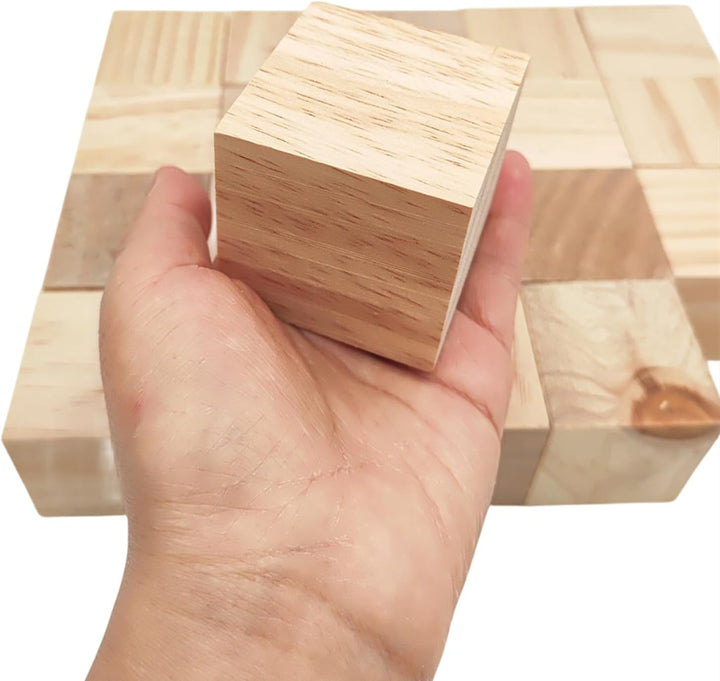 Anktily 20 Stück Kiefernholz Würfel, 5 cm, unlackiert, quadratisch, für Handwerk, Schnitzen, Puzzle,
