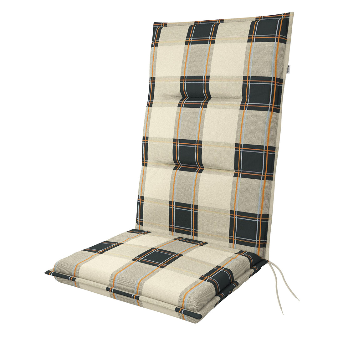 Doppler / Hochlehner Spot/Gartenstuhlauflage/Hochlehner/Beige Grau kariert/ca. 119 x 48 x 5 cm 1 Bei
