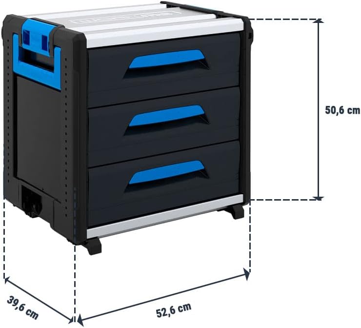 Sortimo WorkMo 24-500 inklusive 3 Schubladen, 1000004553, Schwarz,blau