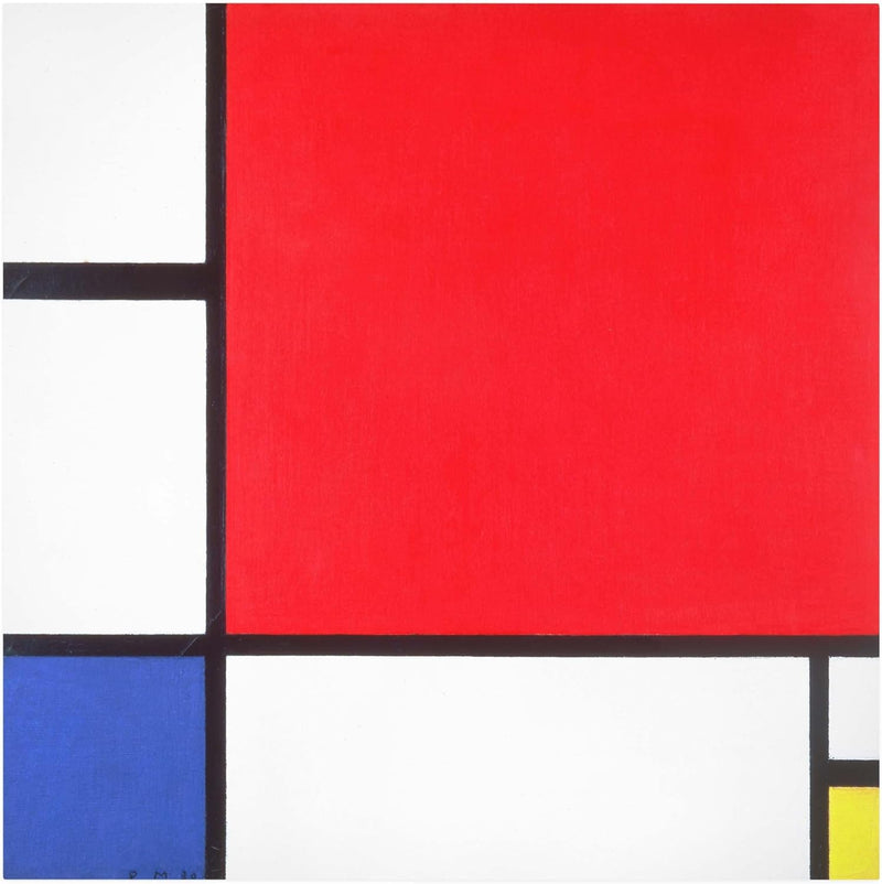 Bilderwelten Leinwandbild div. Künstler P. Mondrian Komposition mit Rot Blau & Gelb 80 x 80cm 80cm x