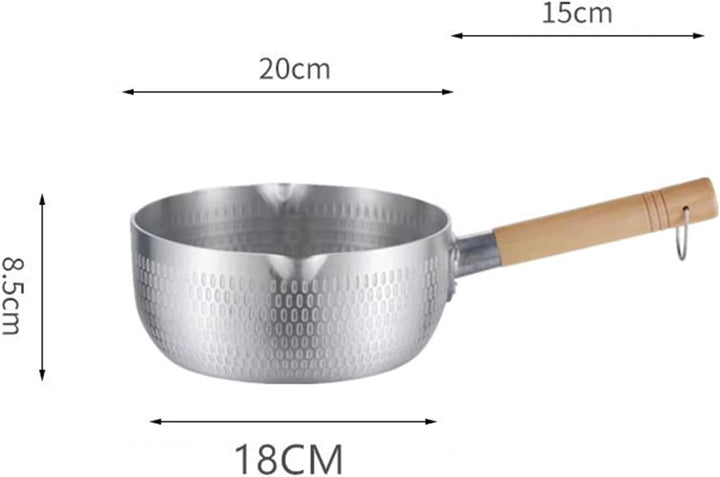 Yukihira Stielkasserolle, Yukihira-Topf, Edelstahl-Kochtopf, japanischer Milchtopf mit Holzgriff