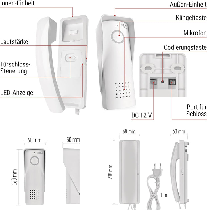 EMOS - Audio-Türsprechanlage Set, Wireless - drahtlose Verbindung, Elegantes Design - Audio-Kit/Gege