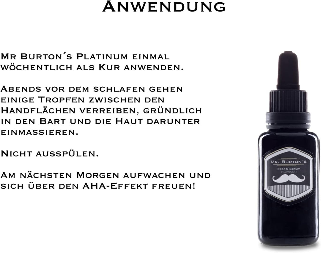 Mr. Burton´s Bartserum Platinum -wöchentliche Kur - der Bartretter - extremste Pflege bei Hitze Kält