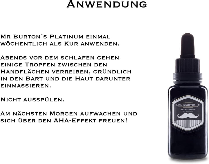 Mr. Burton´s Bartserum Platinum -wöchentliche Kur - der Bartretter - extremste Pflege bei Hitze Kält