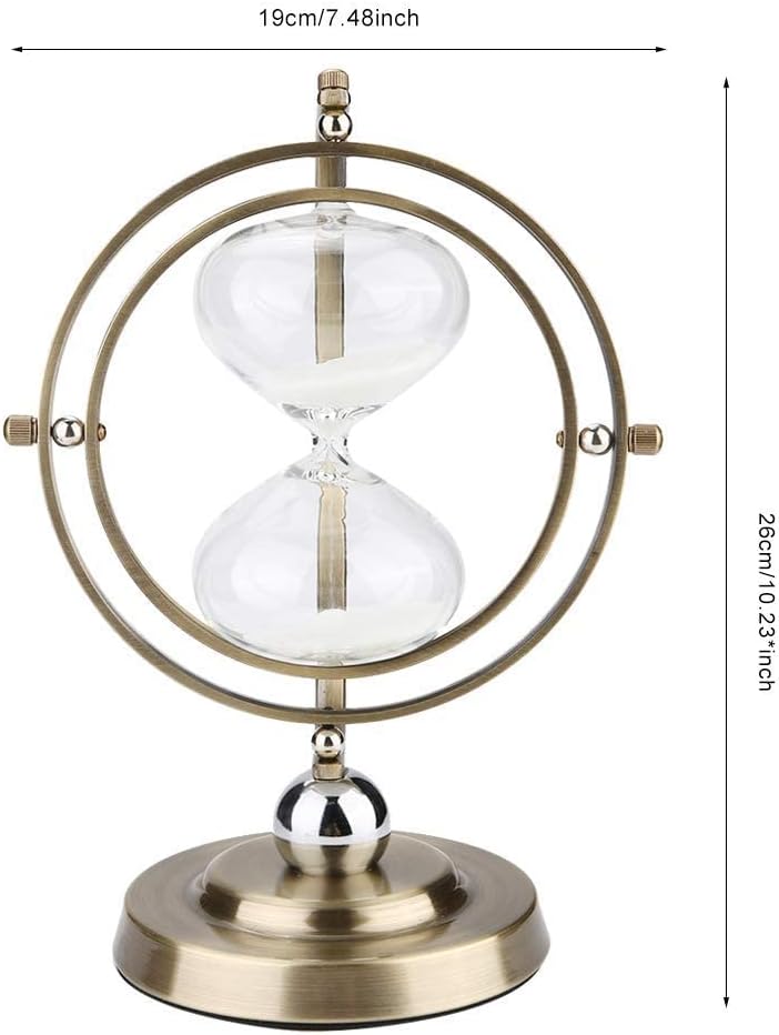 Sanduhr, Rotierende Sanduhr Timer 15 Minuten Vintage Metall Sanduhr Zeitschaltuhr aus Glas Sandglas