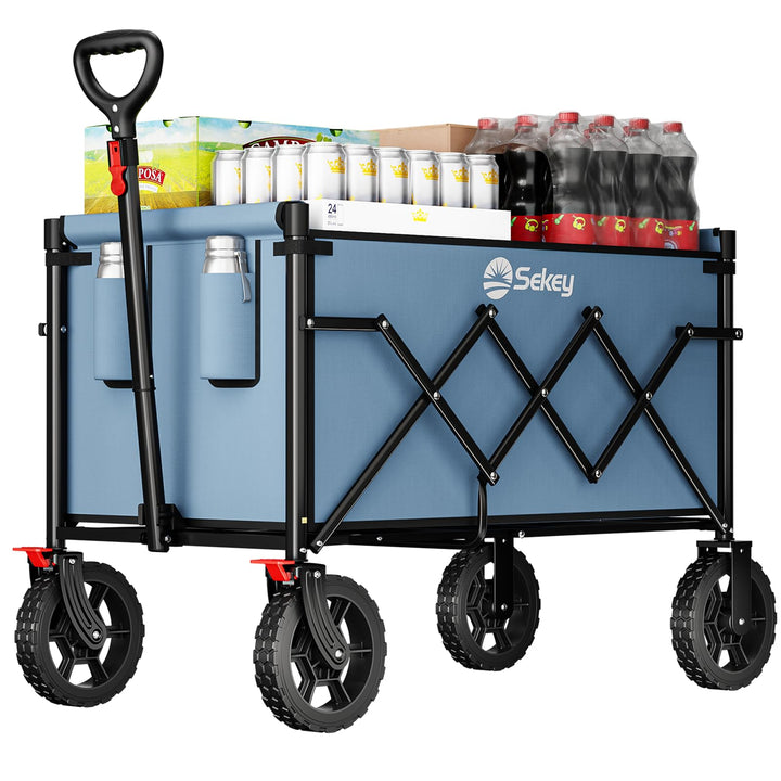 Sekey Bollerwagen Faltbar 120L 100KG Belastbar, Transportwagen klappbar Geländetauglich mit Bremse,