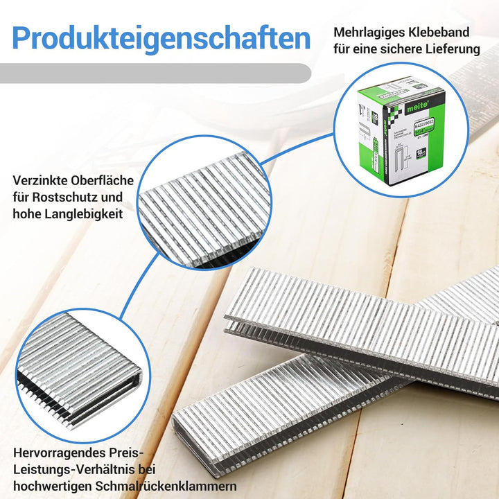 meite 9032 Typ 90 Schmalkrone Klammern für Tacker 18 Gauge 32mm Länge Verzinkte Klammern für Möbel H