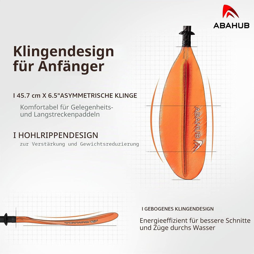 Abahub 218/230/241cm Kajak Paddel Aluminium Doppelpaddel mit Paddelleine für Kajakfahren Ruderboot K