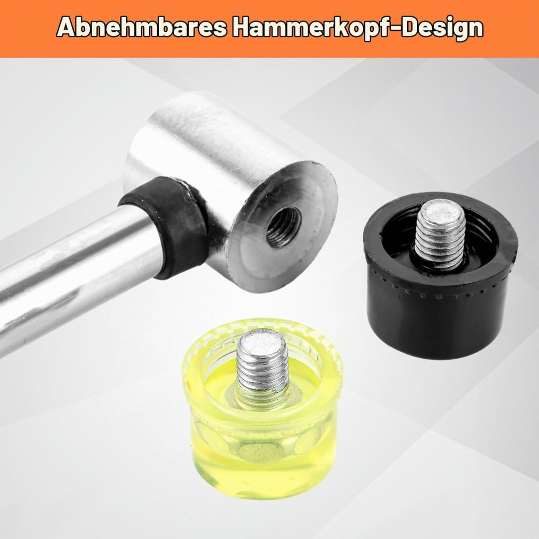 3 Stück Doppelkopf Gummihammer, Gummihammer-Set, 60mm/40mm/25mm doppelseitiger weicher Hammer aus st