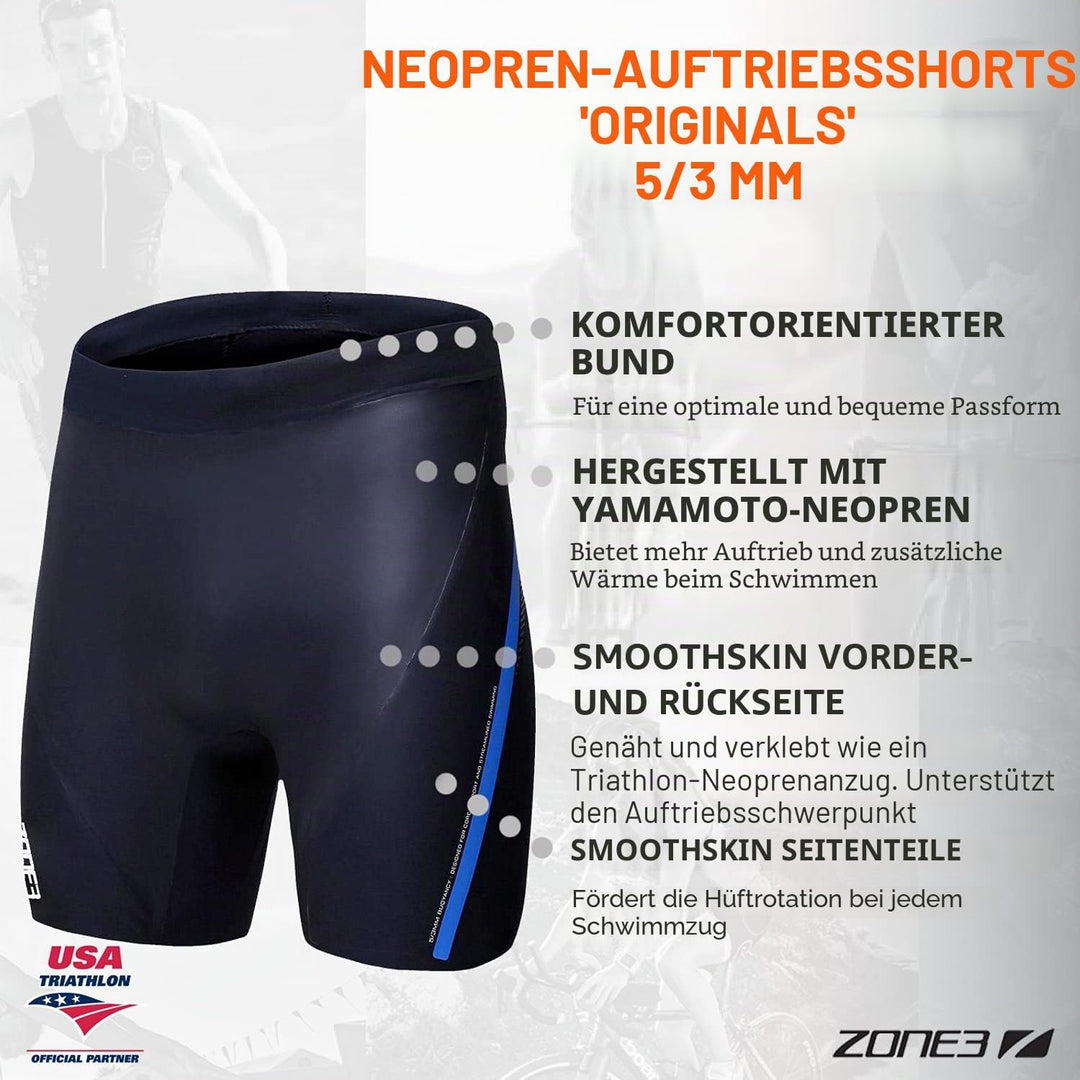 Zone3 Originals 5/3mm Buoyancy Shorts Black/Blue 2019 Badehose, L