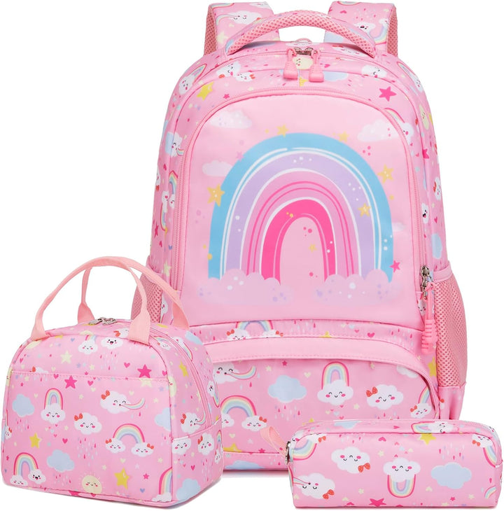 Kimwadalh Schulrucksack Mädchen Rucksack Leichtgewicht Kinderrucksack Regenbogen Schulranzen für Mäd