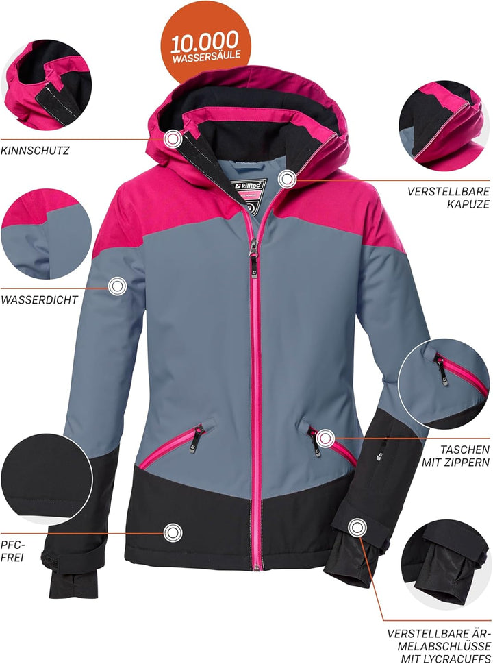 Killtec Mädchen Ksw 151 Grls Ski Jckt Skijacke wasserdicht/Funktionsjacke mit Kapuze und Schneefang