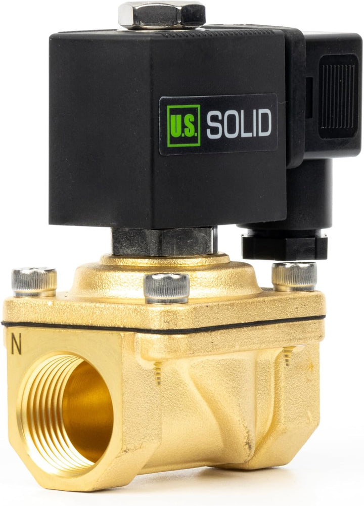 U.S. Solid 3/4" Magnetventil - Messing AC 230V mit Viton-Dichtung, stromlos geschlossen, Anschlussdo