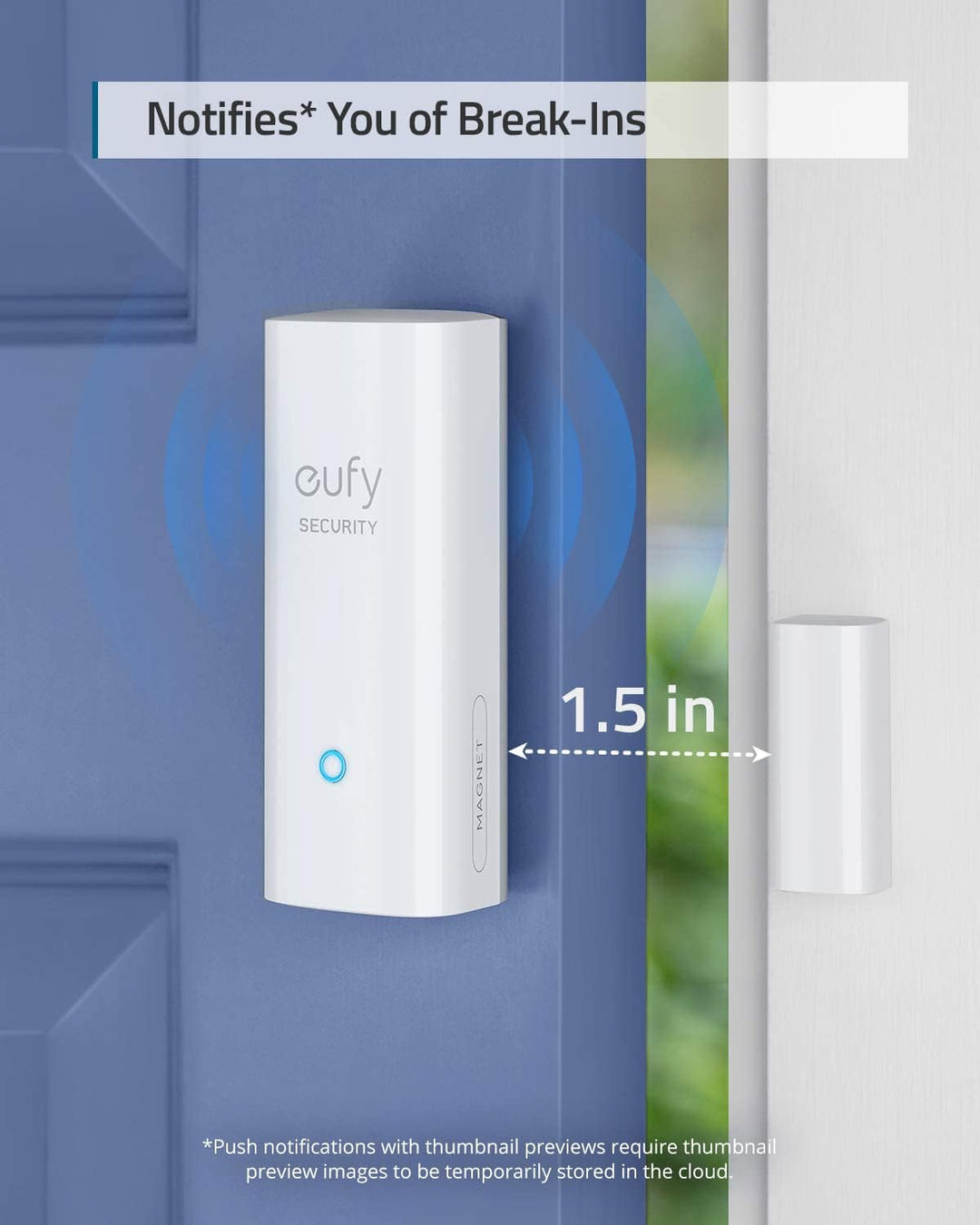 eufy Security by Anker, Haustür Sensor, Erkennt Öffnen/Schliessen von Türen &amp; Fenstern, Sendet Alarm